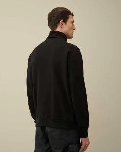 C.P. Company Cotton Fleece Mixed Zipped Sweatshirt Black Online