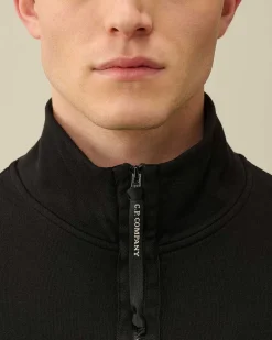 C.P. Company Cotton Fleece Mixed Zipped Sweatshirt Black Online