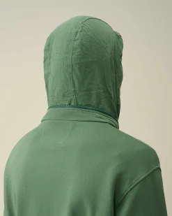 C.P. Company Cotton Fleece Zipped Sweatshirt Duck Green Flash Sale
