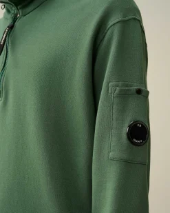 C.P. Company Cotton Fleece Zipped Sweatshirt Duck Green Flash Sale