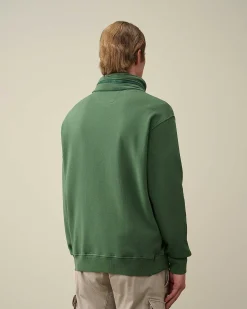 C.P. Company Cotton Fleece Zipped Sweatshirt Duck Green Flash Sale