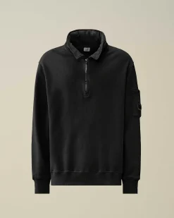 C.P. Company Cotton Fleece Zipped Sweatshirt Black Store