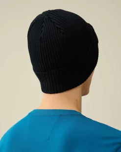 C.P. Company Cotton Goggle Beanie Total Eclipse-Blue New