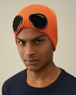 C.P. Company Cotton Goggle Beanie Gold Flame-Orange Flash Sale
