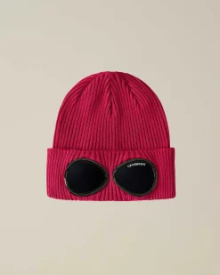 C.P. Company Cotton Goggle Beanie Red Bud Cheap