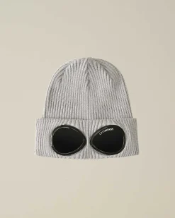 C.P. Company Cotton Goggle Beanie Grey Melange Best Sale