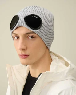 C.P. Company Cotton Goggle Beanie Grey Melange Best Sale