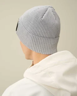 C.P. Company Cotton Goggle Beanie Grey Melange Best Sale