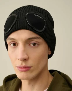 C.P. Company Cotton Goggle Beanie Black Discount