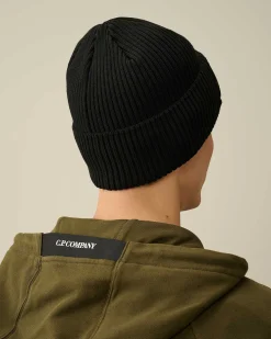 C.P. Company Cotton Goggle Beanie Black Discount