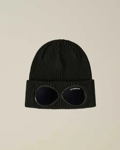 C.P. Company Cotton Goggle Beanie Black Discount