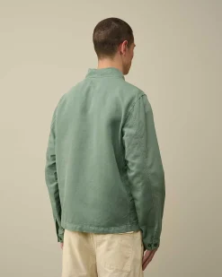 C.P. Company Cotton/Linen Overshirt Green Bay Outlet