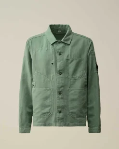 C.P. Company Cotton/Linen Overshirt Green Bay Outlet