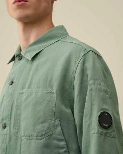 C.P. Company Cotton/Linen Overshirt Green Bay Outlet