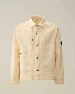 C.P. Company Cotton/Linen Overshirt Pistachio Shell-Beige Clearance