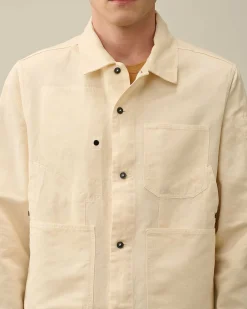 C.P. Company Cotton/Linen Overshirt Pistachio Shell-Beige Clearance