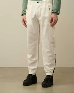 C.P. Company Cotton/Linen Regular Cargo Pants Gauze White Best Sale