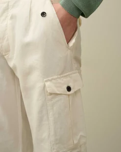 C.P. Company Cotton/Linen Regular Cargo Pants Gauze White Best Sale