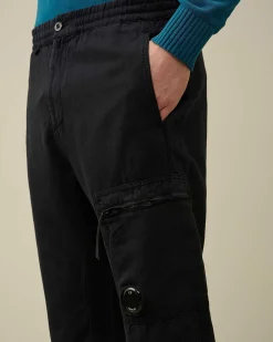 C.P. Company Cotton/Linen Regular Cargo Pants Total Eclipse-Blue Clearance