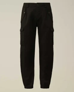 C.P. Company Cotton/Linen Regular Cargo Pants Black Store