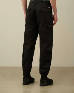 C.P. Company Cotton/Linen Regular Cargo Pants Black Store