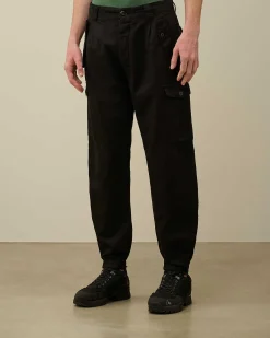 C.P. Company Cotton/Linen Regular Cargo Pants Black Store