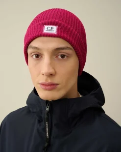 C.P. Company Cotton Logo Beanie Red Bud Shop