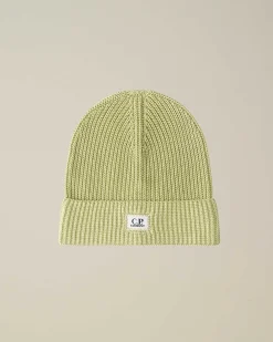 C.P. Company Cotton Logo Beanie White Pear Online