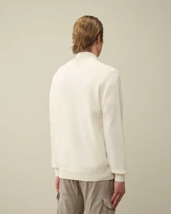 C.P. Company Cotton Mixed Bomber Knit Gauze White Cheap
