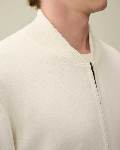 C.P. Company Cotton Mixed Bomber Knit Gauze White Cheap