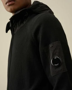 C.P. Company Cotton Mixed Hooded Knit Black Sale