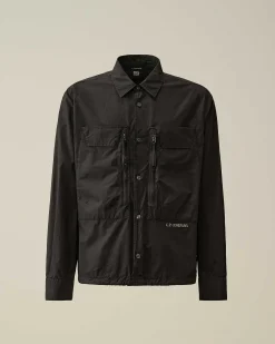 C.P. Company Cotton Popeline Overshirt Black Flash Sale