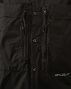 C.P. Company Cotton Popeline Overshirt Black Flash Sale