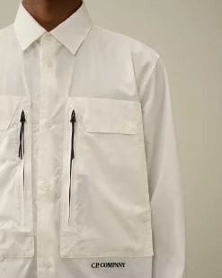 C.P. Company Cotton Popeline Overshirt Gauze White Hot