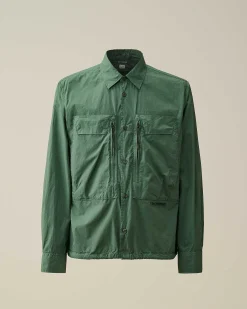 C.P. Company Cotton Popeline Overshirt Duck Green Sale