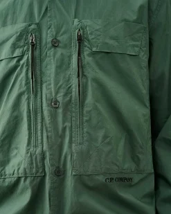C.P. Company Cotton Popeline Overshirt Duck Green Sale