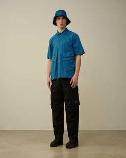 C.P. Company Cotton Popeline Pocket Shirt Ink Blue Shop