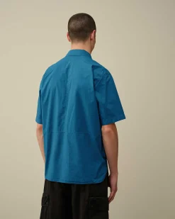 C.P. Company Cotton Popeline Pocket Shirt Ink Blue Shop