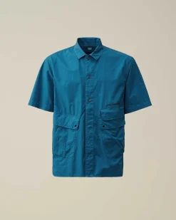 C.P. Company Cotton Popeline Pocket Shirt Ink Blue Shop