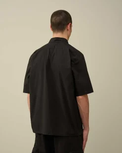 C.P. Company Cotton Popeline Short Sleeved Shirt Black Store