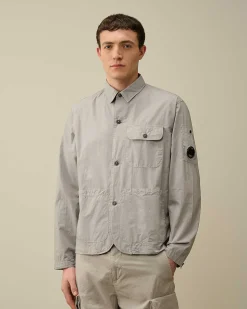 C.P. Company Cotton Popeline Workwear Shirt Drizzle Grey Store