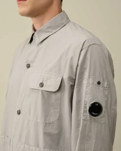 C.P. Company Cotton Popeline Workwear Shirt Drizzle Grey Store