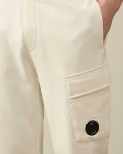 C.P. Company Diagonal Raised Fleece Cargo Sweatpants Gauze White Best