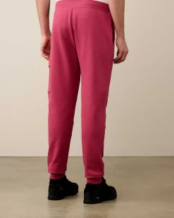 C.P. Company Diagonal Raised Fleece Cargo Sweatpants Red Bud Fashion