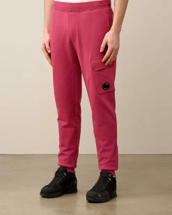 C.P. Company Diagonal Raised Fleece Cargo Sweatpants Red Bud Fashion