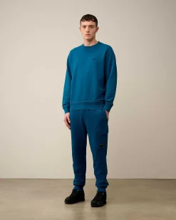 C.P. Company Diagonal Raised Fleece Cargo Sweatpants Ink Blue Best Sale