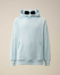 C.P. Company Diagonal Raised Fleece Goggle Hoodie Starlight Blue Best