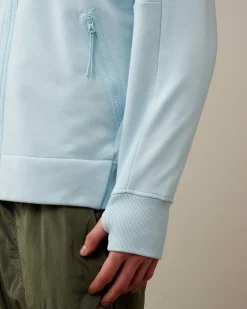 C.P. Company Diagonal Raised Fleece Goggle Zipped Hoodie Starlight Blue Store