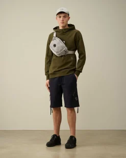 C.P. Company Diagonal Raised Fleece Goggle Hoodie Ivy Green Best