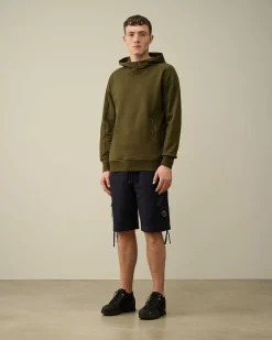 C.P. Company Diagonal Raised Fleece Goggle Hoodie Ivy Green Best